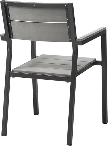 Vista 3 de Modway Silla de aluminio para patio al aire libre de Maine en gris marrón