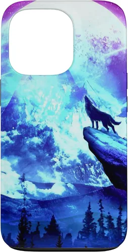 Vista 10 de Funda para iPhone 16 Wolf Mountain Pine Forest Moon Purple Galaxy