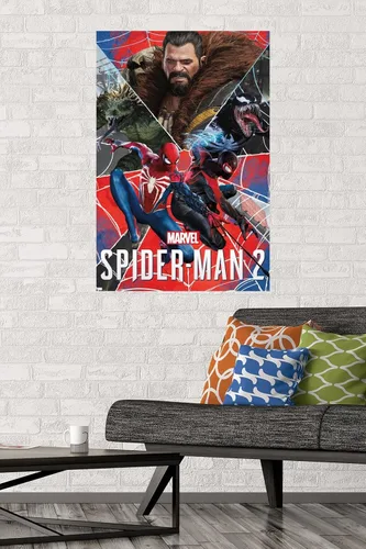 Vista 2 de Marvel's Spider-Man 2 - Póster de pared grupal, 34 pulgadas de largo x 22.4 pulgadas de ancho, versión sin marco