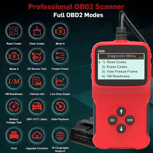 Vista 3 de AICEL Escáner OBD2 para automóvil, lector de código universal automotriz, herramienta de escaneo de diagnóstico para verificar la luz de falla