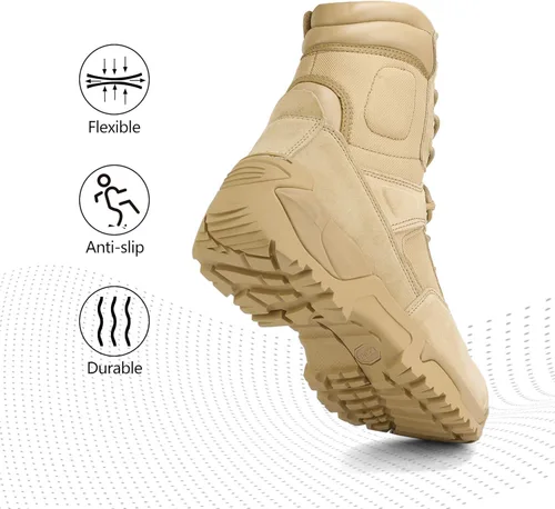 Vista 5 de NORTIV 8 - Botas tácticas de trabajo tipo militar para hombre para senderismo motociclismo combate