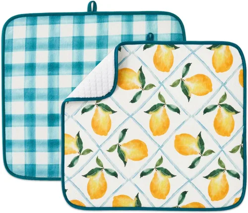 Vista 8 de Paquete de 2 tapetes de secado de platos para encimera de cocina, absorbentes, tapetes escurridor de platos de microfibra, almohadilla de secado