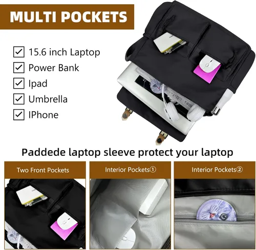 Vista 5 de Travel Messenger Bag for Women Men Durable Canvas Crossbody Handbag with Adjustable Strap Lightweight Laptop Purse