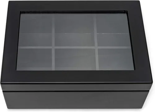 Vista 5 de Break Tradition Organizador de té de madera para bolsitas de té, negro