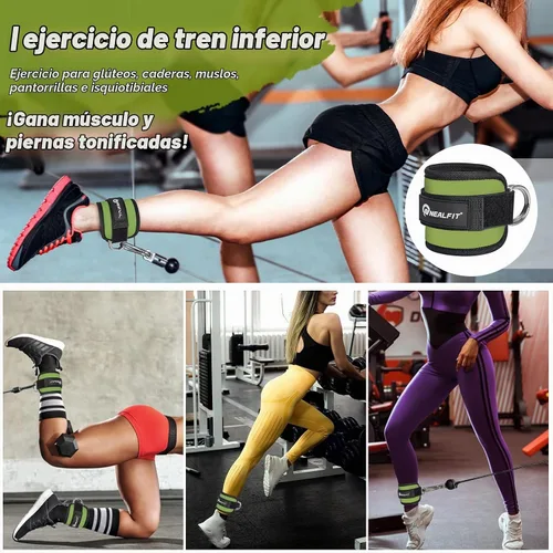 Vista 6 de NEALFIT Correa de tobillo para máquina de cable, tobillera de gimnasio para patadas, extensiones de piernas, entrenamientos de glúteos, abductores