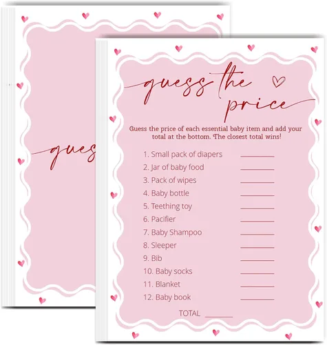 Vista 6 de Tarjetas de juego de peleas familiares para baby shower con tarjeta de respuesta, juegos de baby shower rosa para 30 invitados, tarjetas