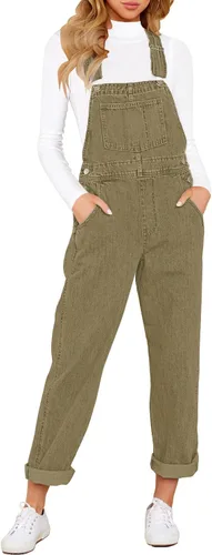 Vista 23 de luvamia - Overol de mezclilla ajustable y elástico para mujer, con pechera, jeans, pantalones, jumpsuits A1 Cody Blue