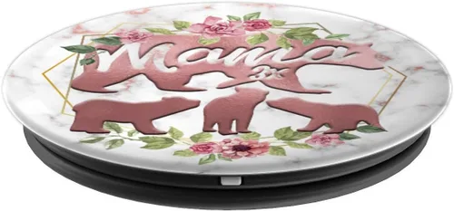 Vista 4 de Mama Bear - Soporte y agarre para teléfonos y tabletas, diseño de flores, color rosa