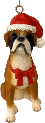 Vista 23 de Yuletide Designs Figura de perro adornos de Navidad con sombreros de Papá Noel