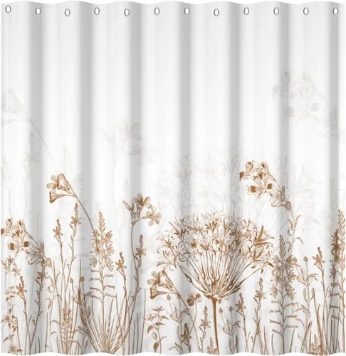 Vista 12 de Yeele Cortina de ducha floral de 36x72 pulgadas, juego de baño retro bonito con flores silvestres de acuarela, cortina de baño natural botánica