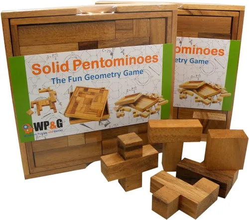 Vista 3 de Pentominoes sólidos - Rompecabezas de madera para cerebros