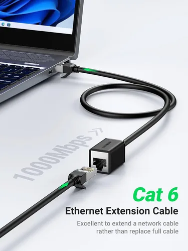Vista 2 de UGREEN Cable de extensión Ethernet Cat6, extensor de cable LAN Cat 6 RJ45, cable de conexión de red macho a hembra, conector para módem de router