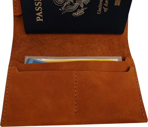 Vista 4 de Tree Pattern-1 Handmade Genuine Leather Passport Cover Holder Case HLT_01