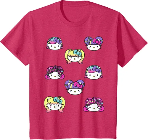 Vista 77 de hello kitty Kawaii Multi peinado Tee, Azul (Heather blue)