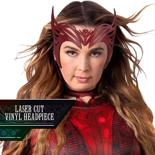 Vista 3 de Marvel - Disfraz de héroe de la bruja escarlata para adultos, disfraz de Halloween para mujer, con licencia