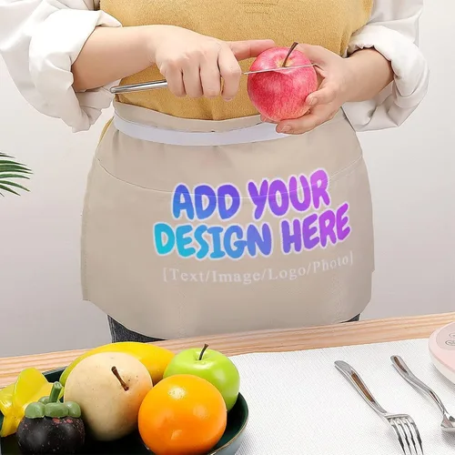 Vista 55 de AXKEUDO Delantal personalizado con bolsillos, delantales de cintura para camarera para cocinar en casa, restaurante, servir trabajo