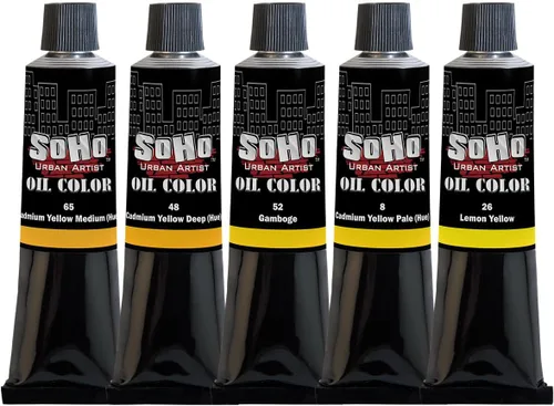 Vista 12 de Soho Urban Artist Juego de tubos de pintura al óleo de 24 a 0.4 fl oz, aceites de triple fresado con linaza refinada, aplicación suave, mezclas