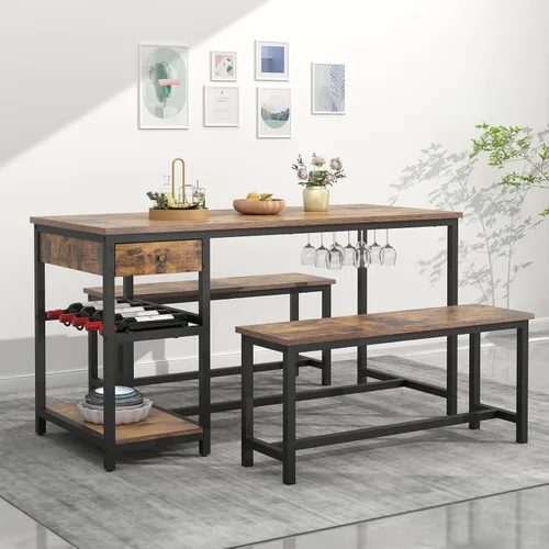 Vista 6 de Juego de mesa de comedor para 4-6 personas, mesa de comedor de cocina