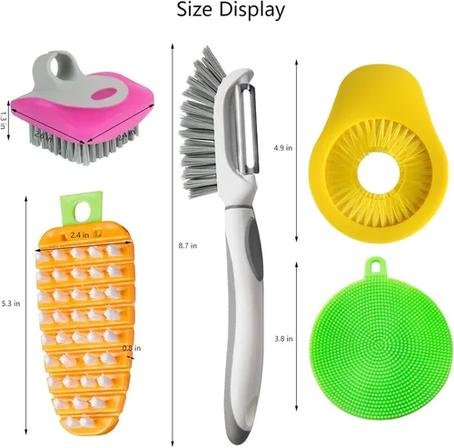 Vista 7 de Openfly Cepillo flexible para frutas y verduras, pelador de verduras/frutas con cepillo de frutas flexible para alimentos, verduras, zanahoria