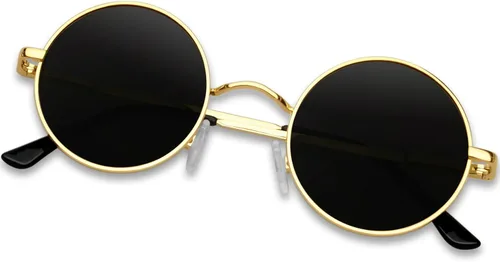 Vista 45 de KANASTAL Gafas de sol redondas polarizadas para mujeres y hombres, estilo hippie con protección UV400