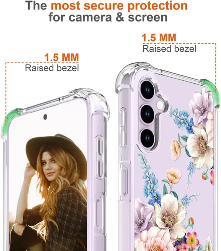 Vista 3 de Hungo Funda compatible con Samsung Galaxy S23 con diseño floral y bonito diseño transparente, femenino para mujeres y niñas, con hermoso clavel