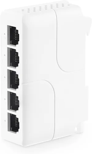 Vista 11 de MokerLink Extensor PoE Gigabit de 4 puertos, repetidor IEEE 802.3 af/at, 10/100/1000Mbps, 1 entrada 3 salida, interruptor de paso de montaje