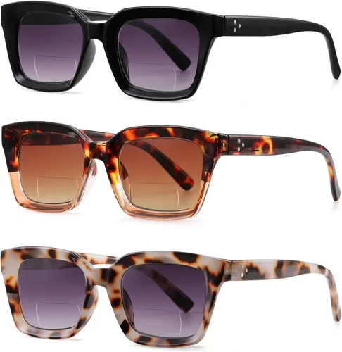 Vista 11 de Lentes de lectura cuadrados estilo retro Oprah, armazón grande y vidrios de 1.96 pulgadas.