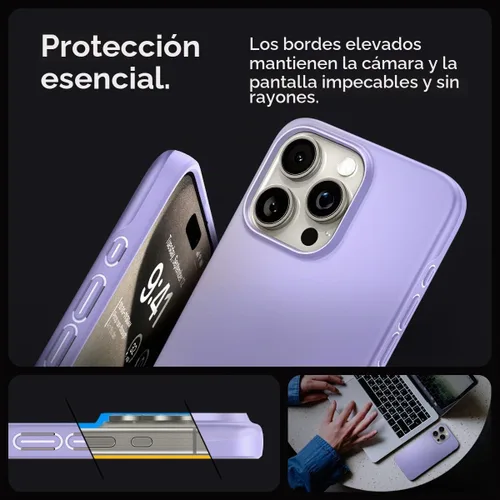Vista 5 de Spigen Funda delgada diseñada para iPhone 15 Pro Max (2023) [carcasa dura] [protección de grado militar] - morado iris