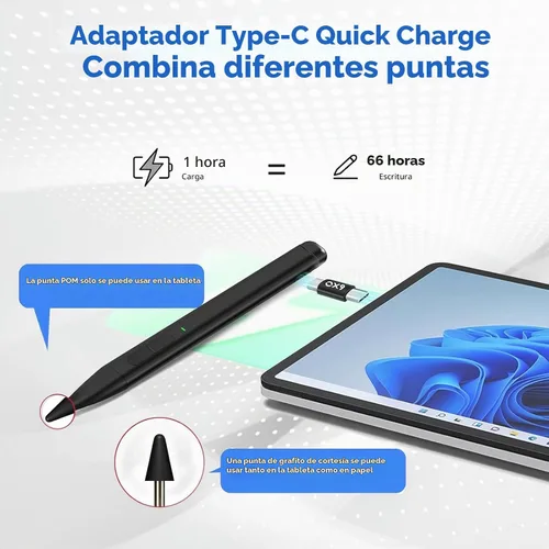 Vista 6 de Lápiz capacitivo para Microsoft Surface, JvKzaen Lápiz delgado para Surface con 4096 niveles de presión, batería de larga duración de 66H, carga Back