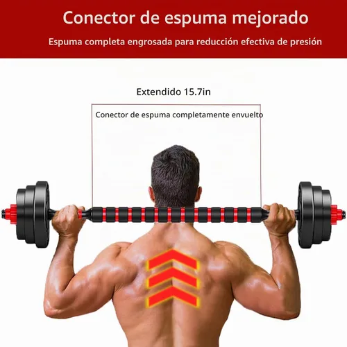 Vista 4 de Juego de mancuernas para discos de peso de 1 pulgada de ancho, asas de barra roscadas duraderas, accesorios de levantamiento de pesas ajustables