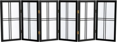 Vista 19 de Pantalla Shoji de doble cruz corta para escritorio de 2 pies - Negro - 3 paneles
