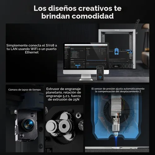 Vista 9 de Sovol SV08 Core-XY 3D Impresora Voron 2.4 de Código Abierto, Impresoras 3D de Alta Velocidad 700mm/s con Hotend Libre de Obstrucciones a 300℃ &