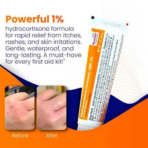Vista 2 de AVEDANA Pomada de hidrocortisona Pomada de hidrocortisona de 1 oz con 1 por ciento USP – Pomada de cortisona de máxima potencia Pomada de alivio