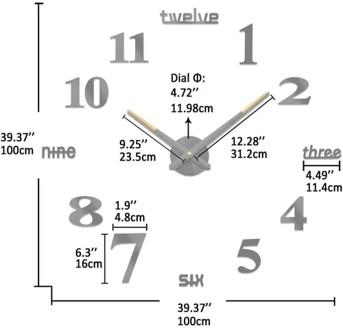 Vista 3 de VANGOLD Reloj de pared DIY sin marco, espejo 3D, gran silencio, calcomanías de pared para sala de estar, dormitorio, decoración del hogar