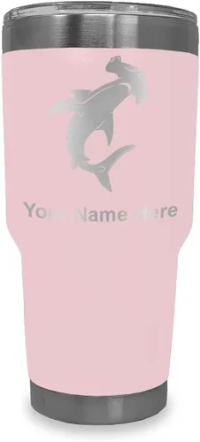Vista 13 de LaserGram Vaso aislado al vacío de 20 onzas, tiburón martillo, grabado personalizado incluido (negro)