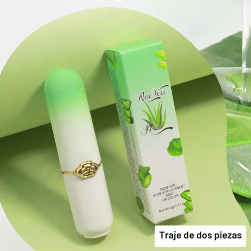 Vista 6 de evpct 2 piezas de bálsamos labiales tintados de aloe vera, cambio de color PH, barra de labios de larga duración, bálsamo labial, mancha, set de 2