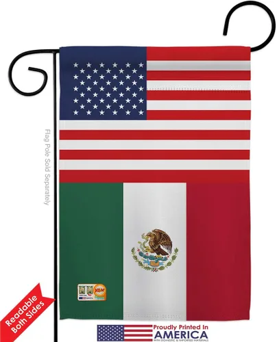 Vista 4 de Juego de banderas de la amistad de Estados Unidos de Nacionalidad México US Amistad Garden House Set de bandera regional internacional del mundo
