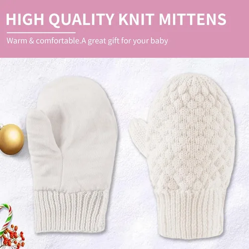 Vista 10 de Guantes de punto para bebés, niños y niñas, guantes de invierno para recién nacidos, guantes de 0 a 3 años