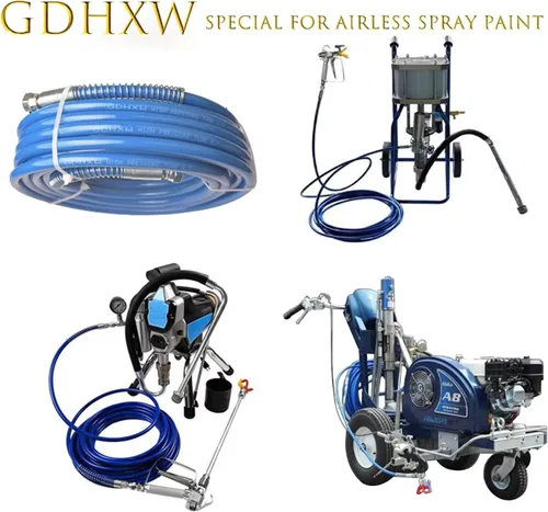 Vista 2 de GDHXW Manguera de pulverización de pintura sin aire de 50 pies, alambre trenzado de doble capa, mejorado 8500 PSI tubo de nailon flexible de alta
