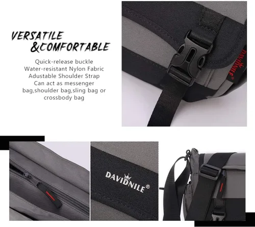 Vista 4 de KL928 Bolso de mensajero para hombres y mujeres, bolso de mano para laptop de 13.5 pulgadas, bolso de hombro de viaje de nailon ligero