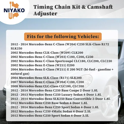Vista 3 de Kit de cadena de distribución de ajustadores de árbol de levas M271 para 2012-2014 M'-ercedes B'-enz CLK200 E200 C200 C230 C250, reemplazo #