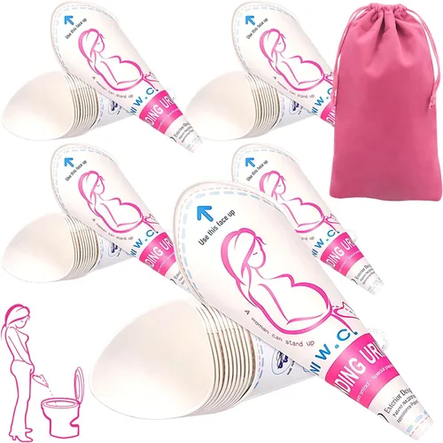 Vista 9 de JIURUN 30 unidades/50 unidades dispositivo desechable de orinación femenina, embudo portátil para orinar de pie desechable para mujeres, embudo