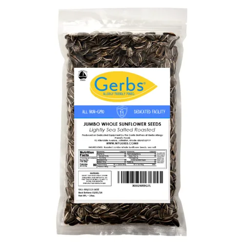 Vista 5 de GERBS Semillas de girasol Jumbo ligeramente saladas con sal marina 14 oz. Lote pequeño, sin aditivos artificiales, bolsa resellable Snack