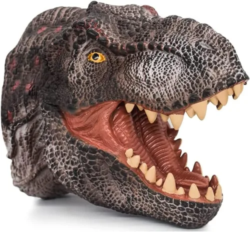 Vista 4 de Gemini&Genius Juguetes de dinosaurio Tyrannosaurus Rex marionetas de mano grandes de goma suave T-Rex cabeza de mano marioneta de mano juguetes