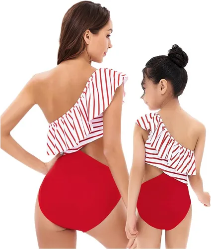 Vista 3 de Mommy and Me - Traje de baño familiar a juego con volantes para mujer, traje de baño para niños, bikini para verano, ropa de playa