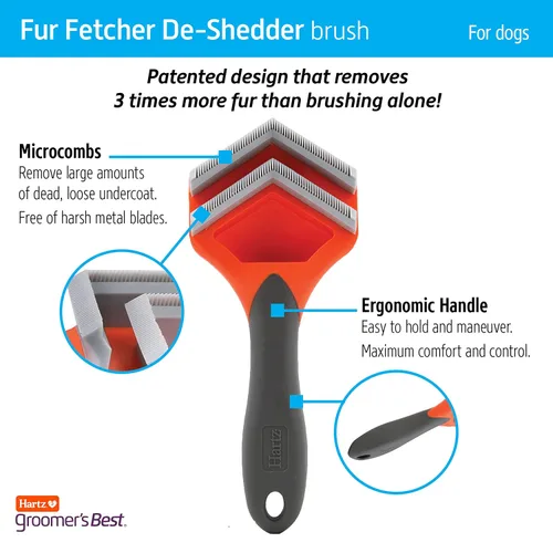 Vista 5 de Hartz Groomer's Best Fur Fetcher De-Shedder - Cepillo para perro, color negro