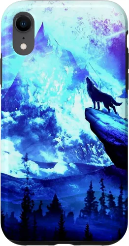 Vista 25 de Funda para iPhone 16 Wolf Mountain Pine Forest Moon Purple Galaxy
