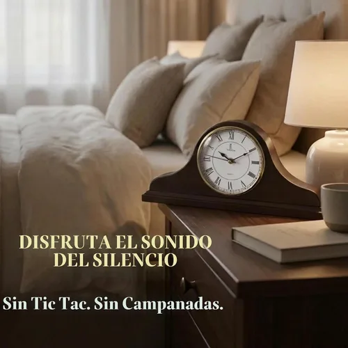 Vista 3 de Reloj de Repisa a Batería - Reloj de Repisa de Madera - 15x7.5 pulgadas - Silencioso, Hecho de Madera Real y Fácil de Leer - para Decoración de Sala