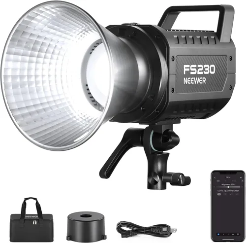Vista 11 de NEEWER FS150 Luz de Vídeo LED 2.4G/Control APP, Luz Continua Silenciosa de 130W 5600K COB Luz Diurna para Fotografía con 4 Tipos de Atenuación