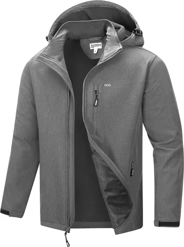 Vista 9 de 33,000ft Chaqueta Softshell para hombre con capucha, forro polar, ligera, impermeable, para senderismo